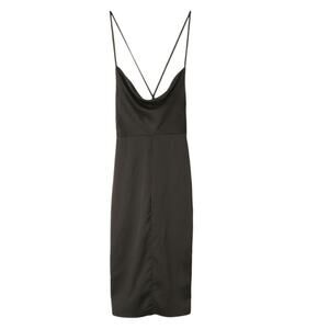 Boohoo Satin Cowl Neck Lace Up Fish Tail Midi Dress (US Size 4)